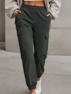 Cargo Jogger Pants M Deep Grayish Green Utility Athleisure Activewear Sporty